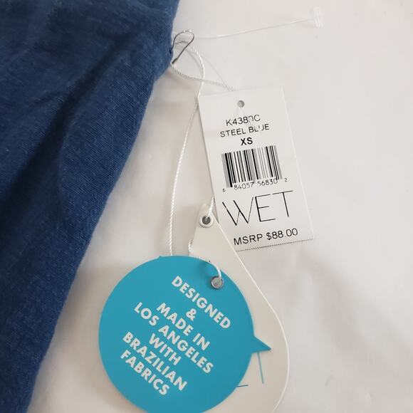 NEW!! WET Women SIZE XS Linen Blend Melodie Flounce Mermaid Skirt Steel Blue - Picture 13 of 15